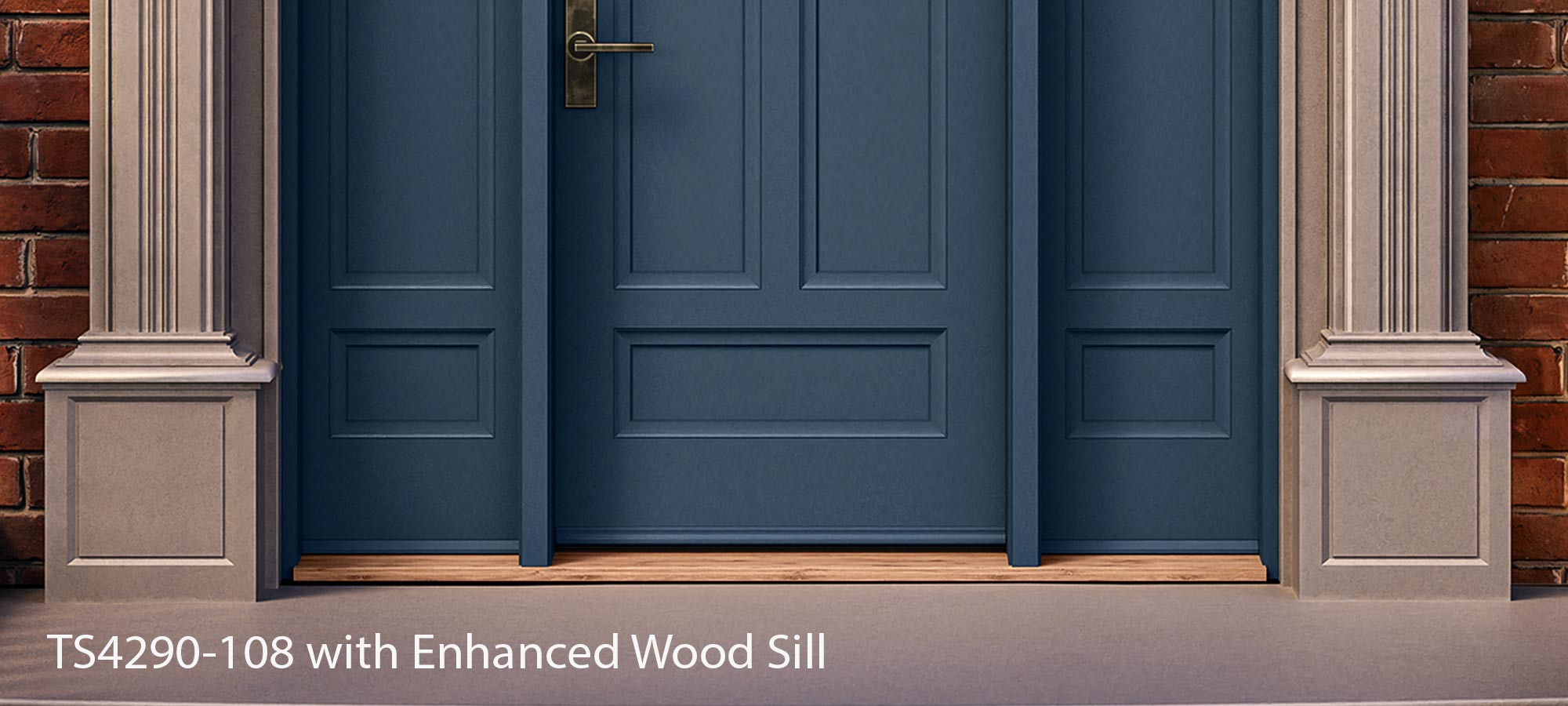 A close-up image of a TS4290-108 Resilient Entry System with the enhanced wood sill.