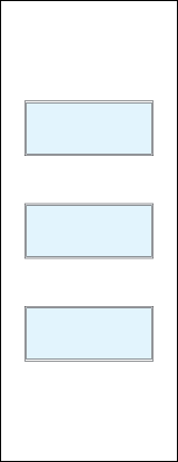 TMFG3011 flush door with 3 horizontal glass panels stacked vertically