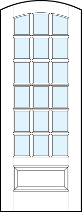 arch top front entry glass french doors with 18 true divided lites and raised bottom panel