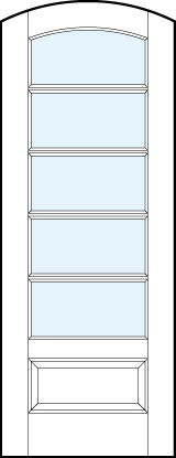 arch top modern front entry glass french doors with five horizontal true divided lites and bottom panel