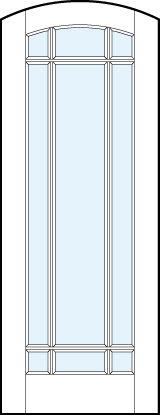 arch top modern front entry french doors with large glass panel and true divided lites border