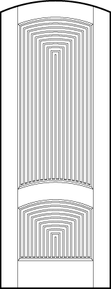 arch top stile and rail art deco custom interior doors with two forced perspective vertical tambour arched panels