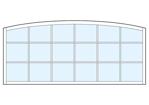 arch top front entry modern transom windows with eighteen square glass panels divided by true divided lites