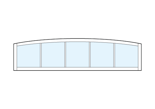 curved arch top front entry custom transom window with five vertical true divided lites