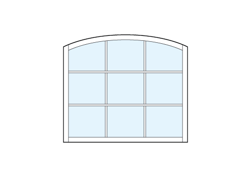 arch top square front entry craftsman style transom windows with true divided lites between nine glass panels