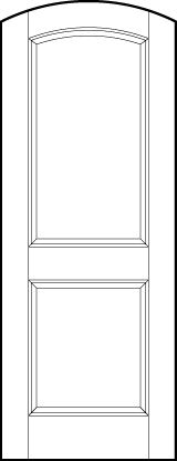 curved arch top interior custom panel doors with two sunken panels, one rectangle and one square on bottom