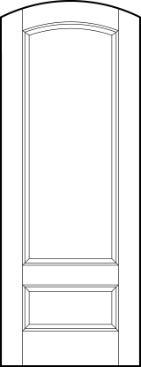 curved arch stile and rail interior door with top rectangle and small bottom horizontal rectangle sunken panels