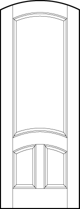 curved arch top stile and rail interior door with two sunken rectangles and large top sunken panels with arched tops