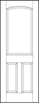 curved arch top stile and rail interior door with two bottom rectangle panels and large top panel