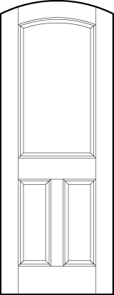 curved arch top stile and rail front entry door with two bottom rectangle panels and large top panel