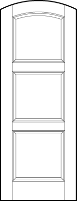 curved arch top stile and rail interior door with three sunken square panels with top curved arch