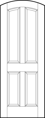 curved arch top interior flat panel door two top vertical sunken panels and two bottom sunken panels