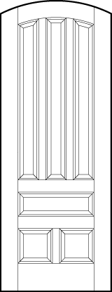 curved arch top stile and rail interior wood doors with three vertical top panels and three bottom sunken panels