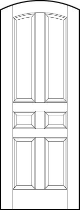 curved arch top stile and rail interior wood doors with six vertical rectangle sunken panels