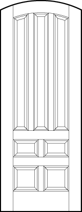 curved top custom panel front entry doors with three tall sunken panels and four bottom squares