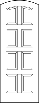 curved top custom panel front entry doors with eight vertical sunken panels