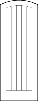 curved arch top tongue and groove door interior with top and bottom panels with center lines and two outer v-groove lines