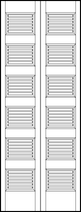 2-leaf bi-fold custom art deco interior doors with six horizontal tambour panels