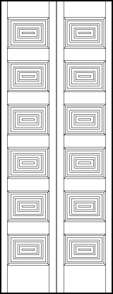 2-leaf bi-fold custom art deco interior doors with six horizontal forced perspective tambour panels