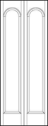 2-leaf bi-fold interior custom panel doors with sunken central rectangle panel and half circle top arch panel