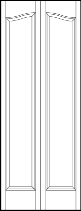 2-leaf bi-fold front entry custom panel doors with two sunken rectangle panels and slight arch top