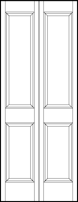 2-leaf bi-fold front entry custom panel doors with two sunken panels, one rectangle on top and one square on bottom