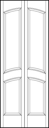 2-leaf bi-fold front entry custom panel doors with two arched central sunken panels