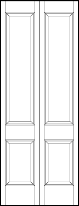 2-leaf bi-fold interior custom panel doors with one rectangle panel on top and one small square on bottom