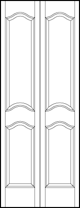 2-leaf bi-fold interior custom panel doors with rectangle panel on top and small square on bottom all with arches