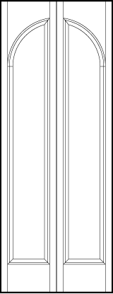 2-leaf bi-fold interior custom panel doors with two sunken central rectangle panels with half circle top arch