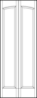 2-leaf bi-fold interior custom panel doors with two sunken central rectangle panels with curved top arch