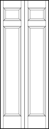 2-leaf bi-fold stile and rail interior door with small top horizontal rectangle and large bottom rectangle sunken panels