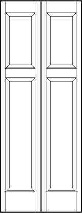 2-leaf bi-fold stile and rail interior door with top square and large bottom rectangle sunken panels