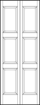 2-leaf bi-fold stile and rail front entry door with three square sunken panels