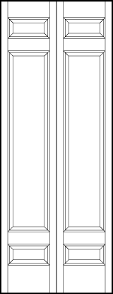 2-leaf bi-fold stile and rail interior door with sunken panels two horizontal rectangles on edges and large center panel