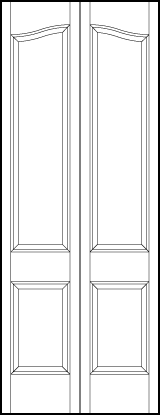 2-leaf bi-fold stile and rail interior door with large bottom square and two curved rectangle sunken top panels