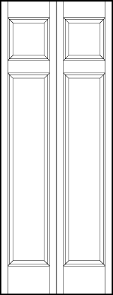 2-leaf bi-fold interior flat panel door with top horizontal rectangle and tall vertical bottom rectangle sunken panel