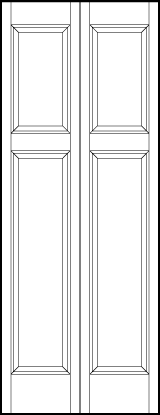 2-leaf bi-fold interior flat panel door top sunken square and two tall vertical sunken rectangles