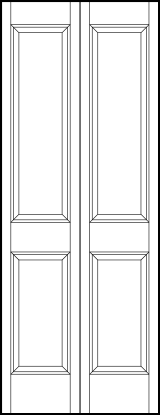 2-leaf bi-fold interior flat panel door with two tall sunken rectangle panels and square bottom sunken panel