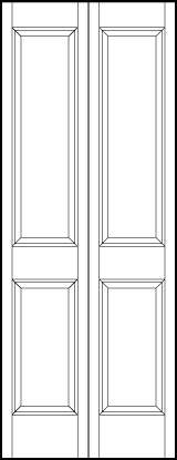 2-leaf bi-fold interior flat panel door with two tall top and two medium vertical sunken rectangle panels