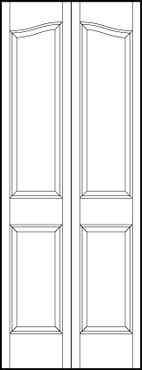 2-leaf bi-fold interior flat panel door with two tall arch top and two medium vertical sunken rectangle panels