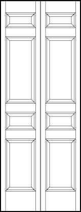 2-leaf bi-fold interior flat panel door with two rectangle and two square sunken panels