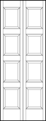2-leaf bi-fold interior flat panel door with four equal sized rectangle sunken panels