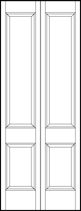 2-leaf bi-fold stile and rail interior wood doors with bottom short and tall top sunken panels