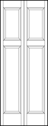 2-leaf bi-fold stile and rail interior wood doors with tall bottom and medium top sunken panels
