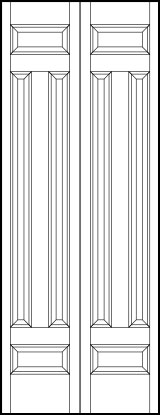 2-leaf bi-fold stile and rail interior wood doors with tall vertical center panels and top bottom small horizontal panels