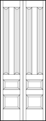 2-leaf bi-fold stile and rail interior wood doors two top vertical panels with small center and bottom sunken panels