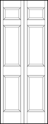 2-leaf bi-fold stile and rail interior wood doors with three rectangle sunken panels