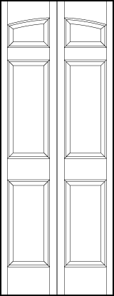 2-leaf bi-fold stile and rail interior wood doors with arch top and three sunken panels