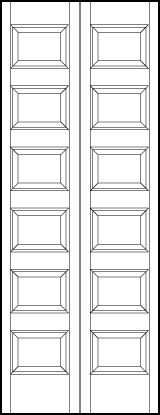 2-leaf bi-fold custom panel interior doors with six horizontal equal sunken panels
